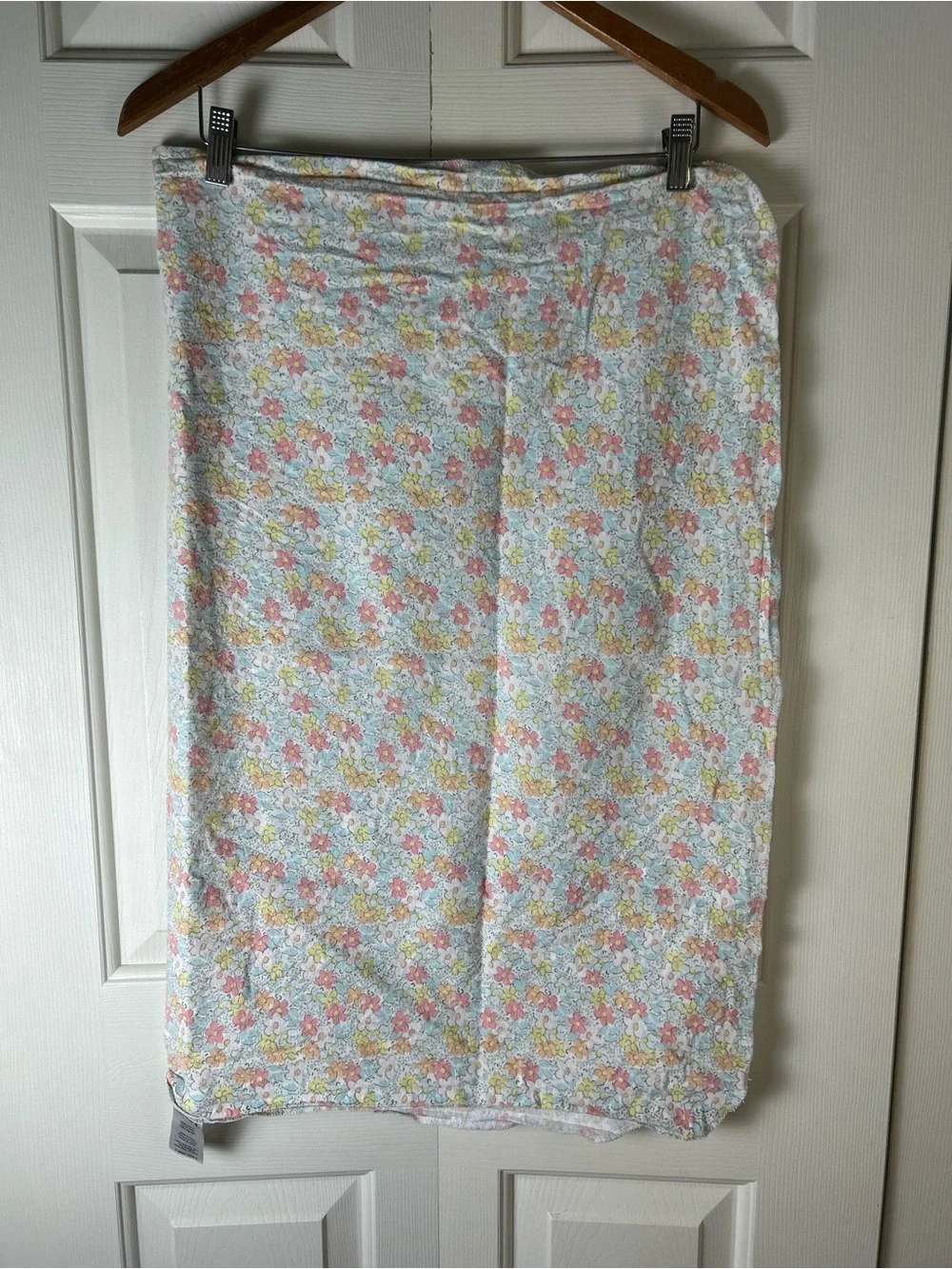 Carter's Pink Blue Floral Baby Receiving Blanket Flannel Cotton Yellow White